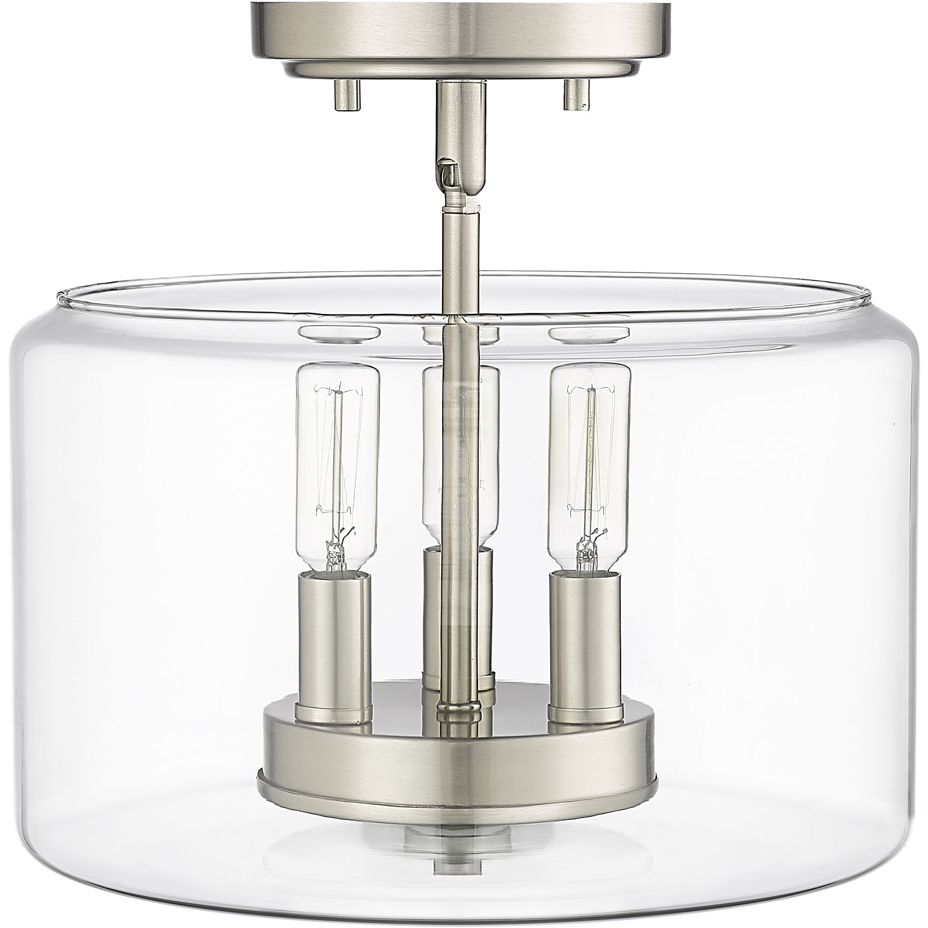 Asheville 3 Light 11 inch Brushed Nickel Semi-Flush Mount Ceiling Light